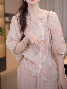 Shalldoer | เสื้อเชิ้ตป้องกันแสงแดดปักลายสไตล์จีนใหม่สำหรับผู้หญิง ทรงบาง แฟชั่นฤดูร้อน ทรงเข้ารูป เสื้อผ้าทำงาน แขนยาว ปกติ