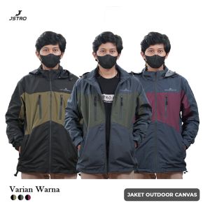 Jstro Jaket Pria Outdoor Kanvas Topi Lepas Adventure Series