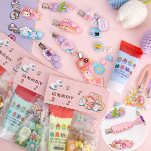 Cream Glue DIY Hairpin Material Package Cute Resin Accessories Clip Set Childrens Handmade Educational Toys Gifts