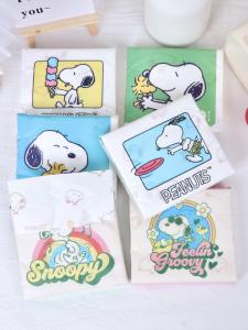 Portable Snoopy Print Tissue Paper Student Colorful Handkerchiefs Facial Tissues Soft Sponge Paper Hygienic Tissue Paper
