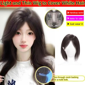 Korean Style Light And Thin Wig To Cover White Hair Natural Fluffy Hair Wig Breathable Seamless Invisible Wig
