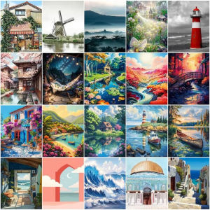 Acrylic Paint By Numbers Warm Countryside Travel Scenery Painting By Numbers on Canvas Coloring By Number for Adults Paint