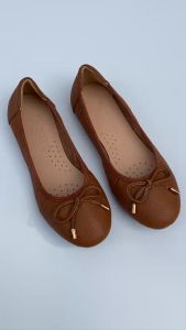 Giày búp bê nữ DORIS DR007 da thật mũi tròn gắn nơ nhỏ màu đen- CÓ BẢO HÀNH- CÓ SIZE 40.SIZE CHUẨN