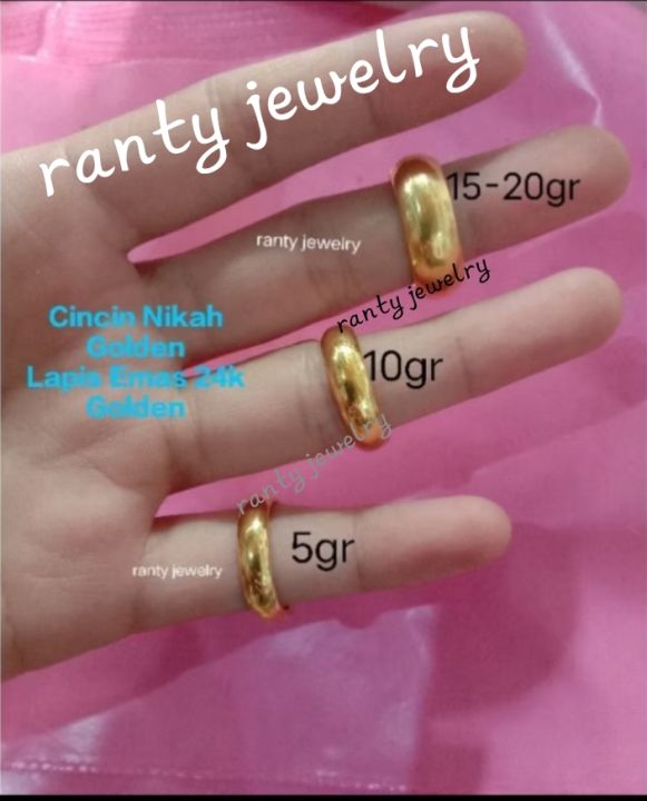 Cincin Belah Rotan Golden, 20gr, 10 gr, 5gr, Replika Emas 24k, Cincin Nikah, Cincin Couple, Cincin polos