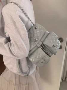 Blue Mini Chain Dual Shoulder Bag Lady 2025 New Spring Summer High Sense Specialty Design Backpack Soft Texture Handbagbagage