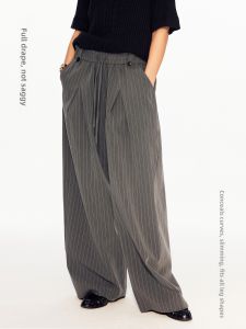 MADWITCH | Vintage Style Striped Wide Leg Comfortable Stretch Slimming American Straight Trousers Pants