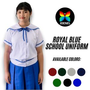 Joenel Sailor Collar Blouse Ribiti/ Royal Blue Skirt Box Pleats School Uniform Individual Price