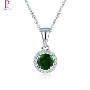 6Mm Vòng Tự Nhiên Chrome Diopside 925 mặt dây chuyền bằng Bạc Đá Quý thật Rắn 925 Sterling Bạc Chuỗi Tốt Thanh Lịch trang sức nữ
