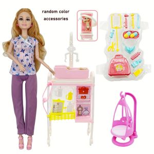 30cm Doll Nurse Theme Toy Set Simulation Baby Car Accessories Puzzle Toys Birthday Christmas Gift