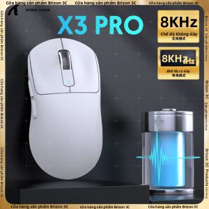 Chuột Chơi Game Không Dây Attack Shark X3pro 8K Nhẹ 59g Ba Chế Độ Cảm Biến PAW3395 Dành Cho PC/Laptop - Đen/Trắng/Đỏ