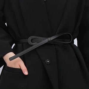 Nicedays🍒Ikat Pinggang Gaya Sederhana Temperamen Ikat Pinggang Kulit Tipis Retro Ikat Pinggang Wanita