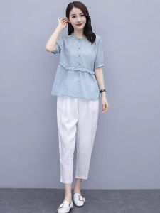 MAIMEI | Cotton Linen Professional Womens Suit 2025 New Summer Fashionable Age-Defying Two-Piece Set Elegant Lady High-End Trendy
