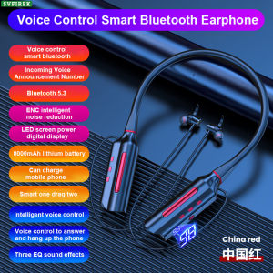 SVFIREK 800 Hours Play Music Wireless Bluetooth Earphone Smart Voice Control Headphone Neck-Mounted Sport Headphones with Mic Heavy Bass Comfortable 12D Stereo Headset Support TF Card Bluetooth5.3 Earphones