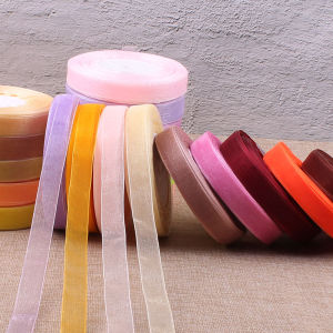 ZhuoCai 1.5cm Wide Braided Hook Hats Transparent Snow Silk Ribbon Packaging Braiding Colorful Ribbon Satin Ribbon Chiffon Thread