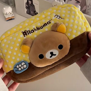 Bandai | S Rilakkuma Grocery Storage Bag Cute cartoon Coin Wallet Large Capacity Portable Makeup Bag Practical Gift Anime Peripheral
