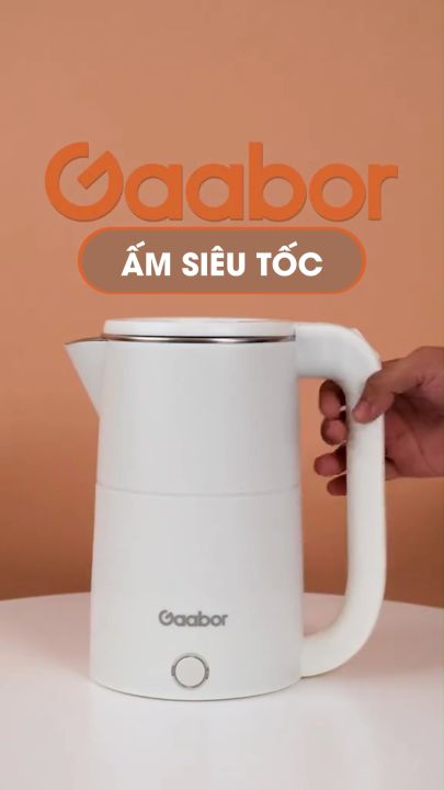 FLASH SALE Ấm siêu tốc Gaabor EK20M-WH02A ấm đun siêu tốc dung tích 2L công suất 1500W lòng ấm inox 201 liền kề dễ dàng vệ sinh an toàn sử dụng Bình đun siêu tốc -Hàng chính hãng