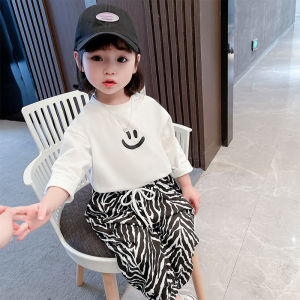 Girls White T-Shirt Hoodie Set Spring Autumn Lightweight Casual Childrens Clothing Two-Piece Set Baby Fashion Spring Outfit
