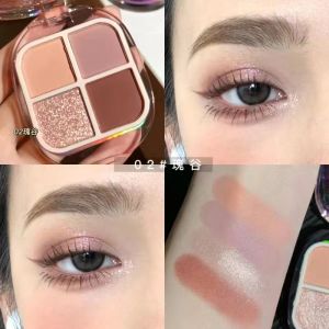 จานอายแชโดว์สี่สีของแท้แบบใหม่ปี2023จานเล็กสำหรับแต่งหน้าเนื้อด้านเคลือบเงาประกายแวววาวแบบพกพาสะดวก