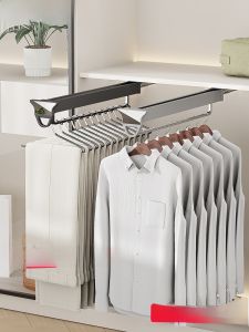 Aluminum Alloy Pull out Pants Rack Retractable Wardrobe Home Top Mount Pants Hanging Bar Sliding Track Hardware Accessories