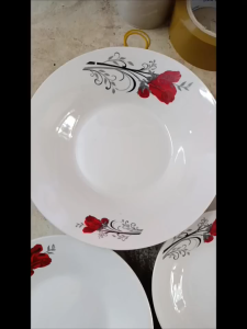 BỘ 10 DĨA TRÒN SÂU GỐM SỨ HỌA TIẾT HOA ĐỎ - SIZE 6/7/8