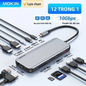 Cổng Kết Nối Đa Năng MOKiN 12 Trong 1 USB C Hỗ Trợ HDMI 8K USB 3.1 10Gbps Ba Màn Hình PD 3.0 100W Dành Cho Máy Tính Xách Tay MacBook Pro/Air