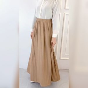KM Women High Waist Bold Elastic Ready Stock A Line Pleated Long Maxi Skirt Panjang Wanita [S31741]