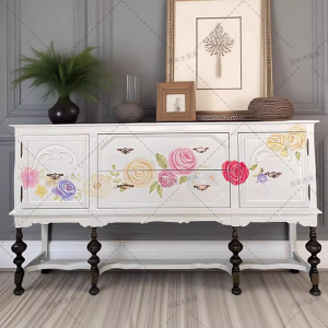American Country Hand-Painted Solid Wood Hall Cabinet European Vintage Color-Painted Decorative Wall-Mounted Hall Table
