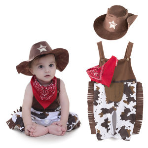 Halloween Cowboy Costumes Baby Boys Clothes Toddler Infant Purim Carnival Birthday Party Cosplay Fancy Dress