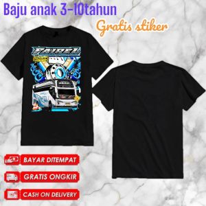 Baju anak laki laki karakter Bus Basuri telolet viral anak 3-10tahun fashion free stiker