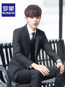 ชุดสูทผู้ชาย ชุดราตรี วันเกิด 18 ปี ชุดนักเรียน แฟชั่นนักศึกษา ฤดูใบไม้ผลิ 2024 ปกติ สีสันสดใส ปกติ ปกติ ปกติ