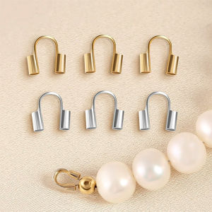 14/18K Gold Plated Brass U Shape Wire Protectors Guards Loops Clasps Connectors for DIY Jewelry Making Bracelet Necklace Craft