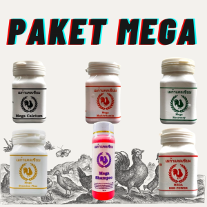 vitamin ayam PAKET ALL PRODUK MEGA - ( MEGA CALCIUM + MEGA MULTIVITAMIN + MEGA STAMINA + MEGA RED POWER + MEGA RECOVERY + MEGA SHAAMPOO )
