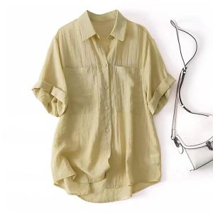 HUAXUNRAN | Linen Cotton Loose Slimming Mothers Blouse