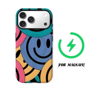 Colorful Smile Face Phone Case for iPhone 18 17 16 15 14 13 12 11 Air Pro Max Plus Double-layer Cover