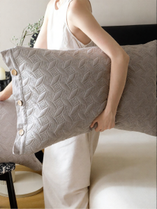 BEIPIN | Pure Color Cotton and Linen Pillowcase Extra Thick Dual-use Pillowcase Pair