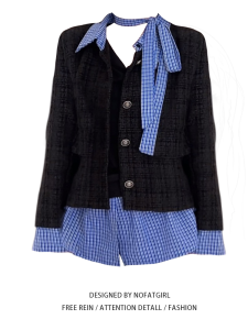 plus Size Fashionable French Style Plaid Knitted Set Womens Outerwear Autumn Winter New Arrival Elegant Small Fragrance Wind