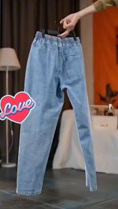 กางเกงยีนส์ผู้ชาย เอวยางยืด เท่ๆสไตล์เกาหลีทรงช่าง ทรงลุง ทรงกระบอก