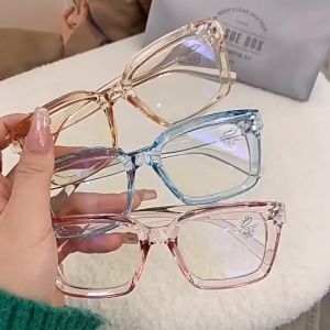 🔥Cc.👍Trendy Square Frame Glasses Ultra Light Glasses Women Ins Transparent Frame Optical Glasses