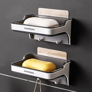 Luxury Wall-Mounted Soap Dish Bathroom Suction Cup Holder Large Size Draining Soap Rack No-Punching Required Kitchen Storage