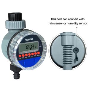 Aqualin Automatic Garden Ball Valve LCD Display Water Timer Home Waterproof Irrigation Controller with Rain Sensor Hole