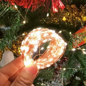 LED Light Battery Power Silver Wire Fairy Light String for Christmas Party Home Wedding Decoration Navidad 2025 Garden Garland