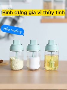 Bình đựng gia vị thủy tinh có nắp liền muỗng cọ phết dầu bơ mật ong Fasola RY-374