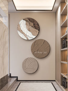 JIJIANJI | Zen Style Entryway Decorative Abstract Sandstone Texture Round Painting