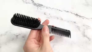 Double-Sided Comb Brush Black Small Beard Styling Brush Professional Shave Beard Brush Barber Vintage Carving Cleaning Brush