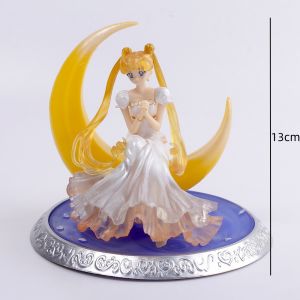 Bandai | Sailor Moon Ornament Anime Surrounding Aesthetic Figure Model Glowing Night Light Room Desktop Decoration Cute Toy Children Gift