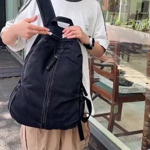 Large Capacity Denim Backpack Mens Korean-Style High School and College Student Simple Schoolbag Womens Computer Backpack Wholesale