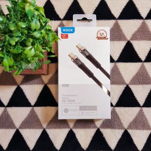 • สายชาร์จ 100W • Rock Chager Cable C To C 5A (100w) ความยาวสาย 1.2M สีดำ