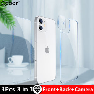 3in1 Front+Back+Lens Full Cover Protective Tempered Glass For iPhone 16 15 12 11 14 13 Pro Max Clear Screen Protector Glass Film