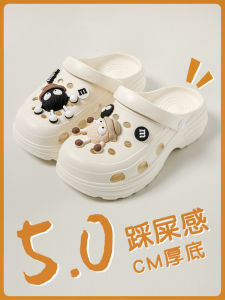 รองเท้าแตะรูปหินก๊อกกิ้งสีดำสำหรับผู้หญิง รองเท้าแตะชายหาด รองเท้าแตะแบบสวมสบาย ส้นหนา รองเท้าแตะสวมสบายสำหรับกลางแจ้ง