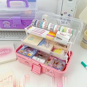 OFM-C1050 Kotak Penyimpanan Kotak Obat 3 Tingkat Tool Box Kotak Jepit Rambut Storage Box Serbaguna